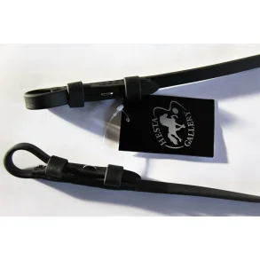 Hestagallery sort biothane tjle med stoppere og trenselukning