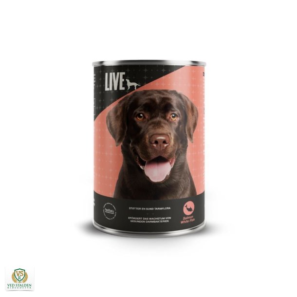 LIVE Dog V�dfoder Laks/Hvidfisk 395g d�se